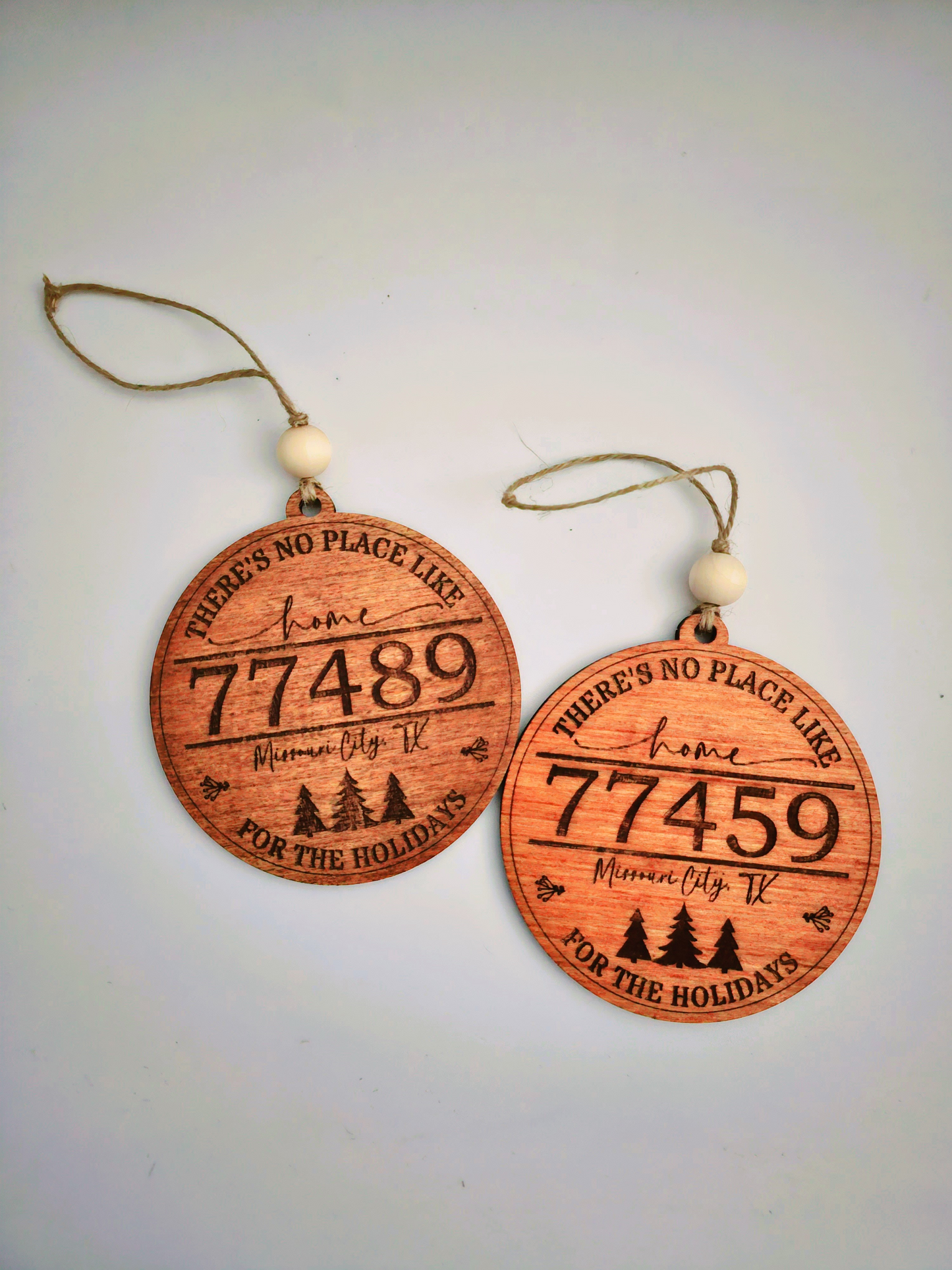Rustic Engraved Zip Code Christmas Ornament: There's No Place Like Home for the Holidays